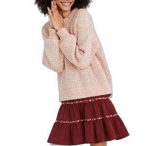 Madewell Women's Peach Pink Cotton Blend Marled Chunky Knit LS Sweater Size S